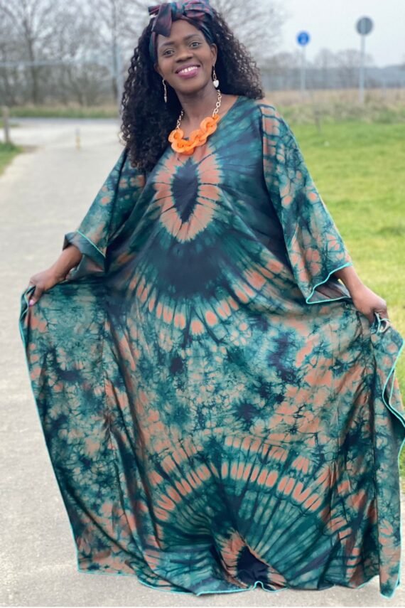 African Adire Kampala Silk Bubu Dress